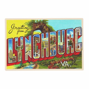 Lynchburg Virginia Vintage Large Letter Postcard Placemat by AmericanTravelogue at Zazzle