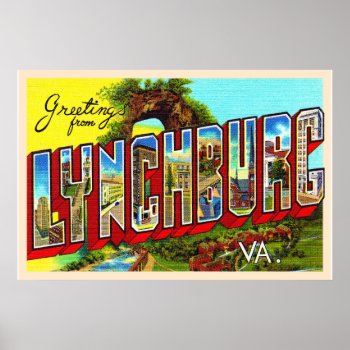 Lynchburg Virginia Vintage Large Letter Postcard Poster by AmericanTravelogue at Zazzle