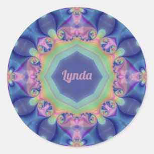 LYNDA ~ Pastel Abstract Kaleidoscope Pattern ~  Classic Round Sticker