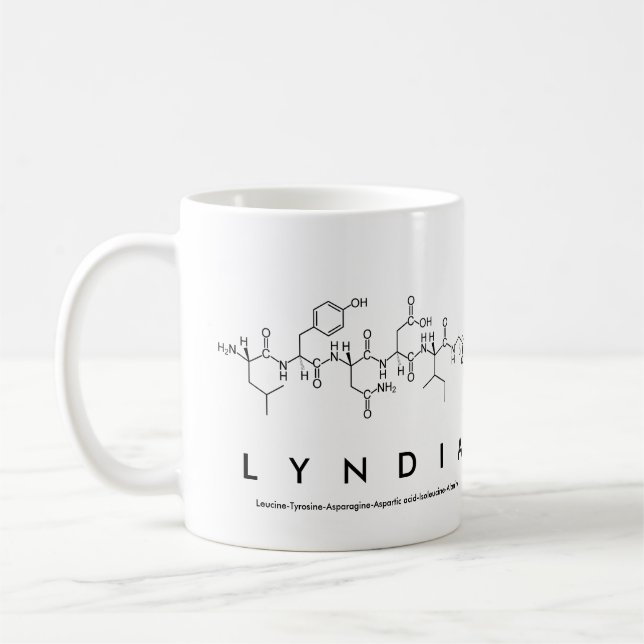 Lyndia peptide name mug (Left)