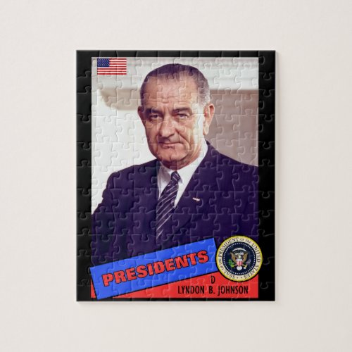 Lyndon B Johnson Baseball Card Jigsaw Puzzle