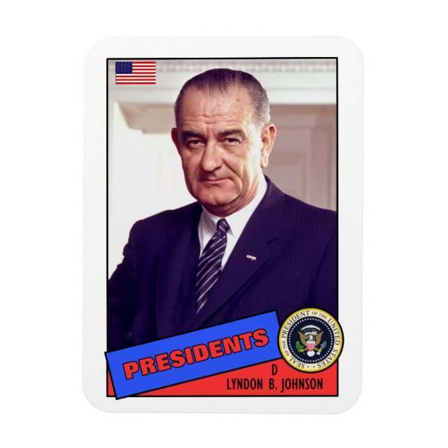 Lyndon B. Johnson Baseball Card Magnet (Vertical)