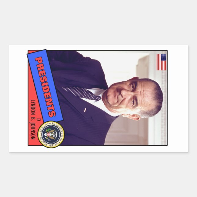 Lyndon B. Johnson Baseball Card Rectangular Sticker (Front)
