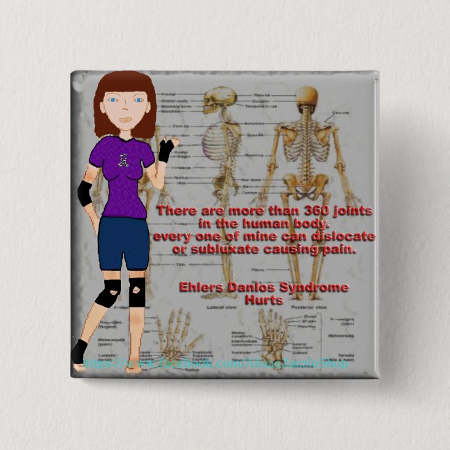 Lyndon Ehlers Danlos Syndrome Awareness button (Front)