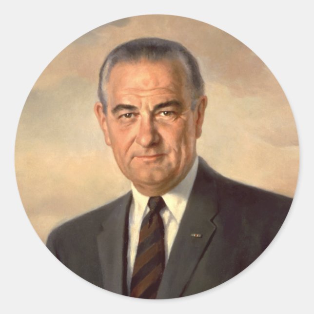Lyndon Johnson Official Portrait Classic Round Sticker (Front)