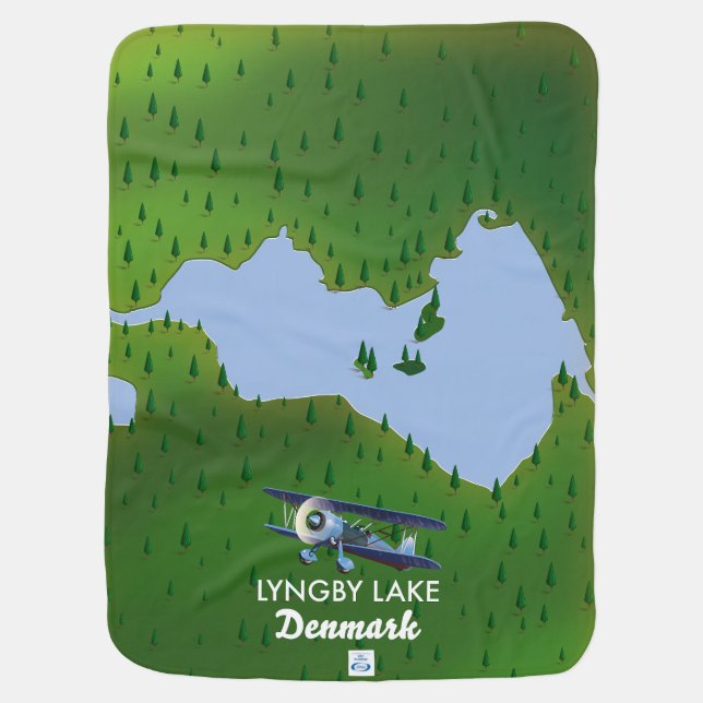 Lyngby Lake Denmark map Baby Blanket (Back)