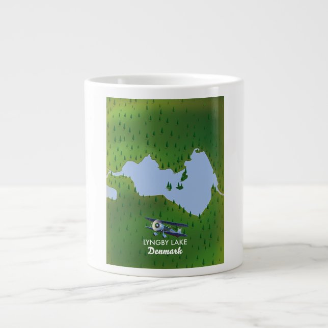 Lyngby Lake Denmark map Giant Coffee Mug (Front)