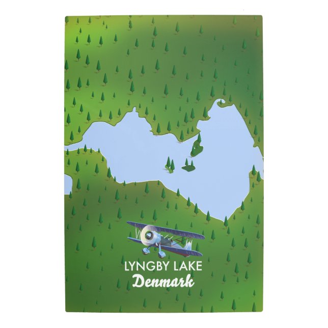 Lyngby Lake Denmark map Metal Print (Front)