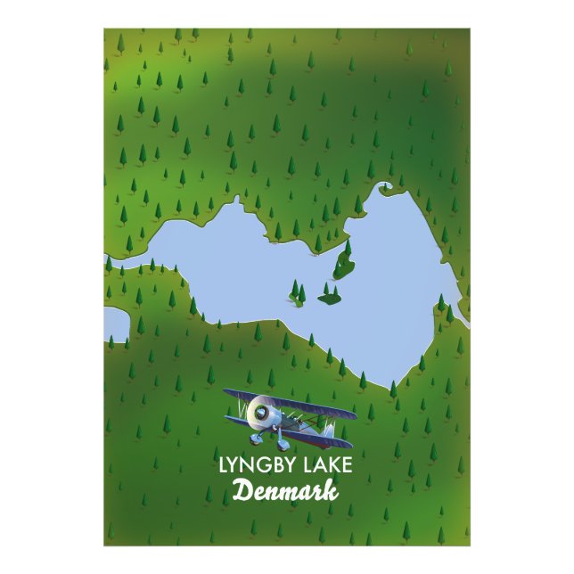 Lyngby Lake Denmark map Photo Print (Front)