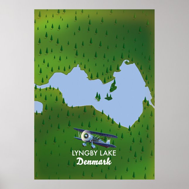Lyngby Lake Denmark map Poster (Front)
