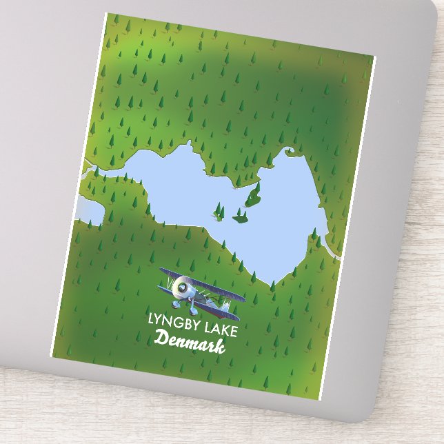 Lyngby Lake Denmark map Sticker (Detail)