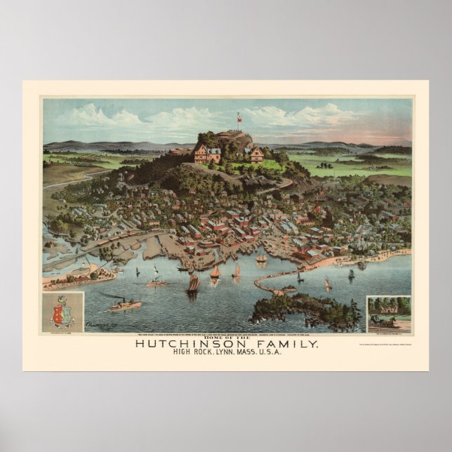 Lynn, MA Panoramic Map - 1881 Poster (Front)