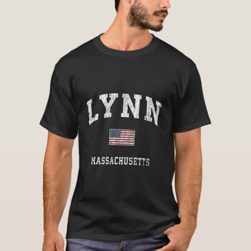Lynn Massachusetts Ma Vintage American Flag Sports T_Shirt