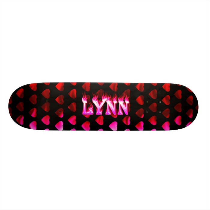 Lynn skateboard pink fire and flames design.