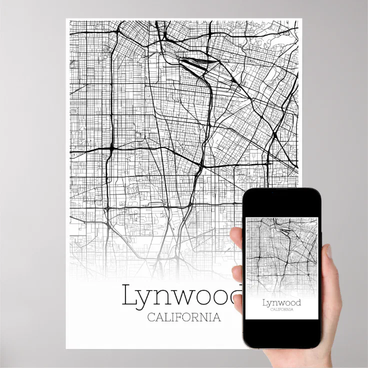 Lynwood Map California City Map Poster Zazzle