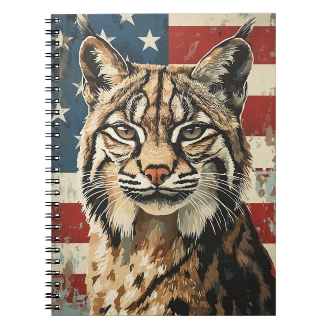 Lynx American flag vintage Notebook (Front)