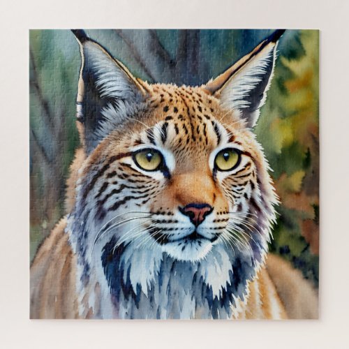 Lynx Art Watercolor Feline Jigsaw Puzzle