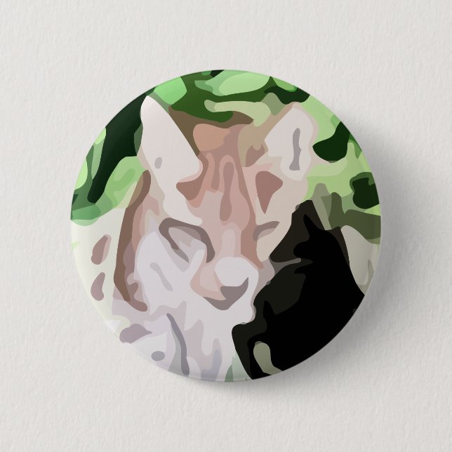 lynx cat painting button (Front)