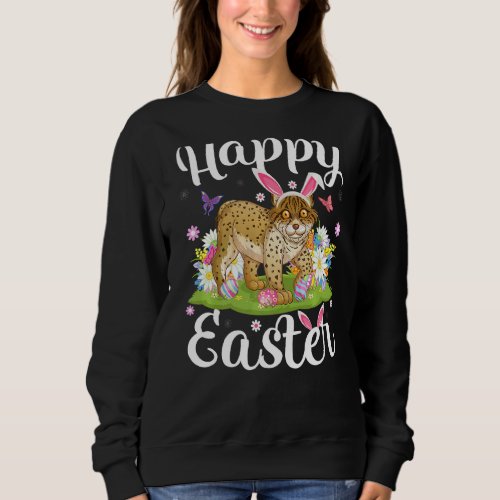 Lynx Easter Egg Hunting Floral Lynx Easter Sunday  Sweatshirt