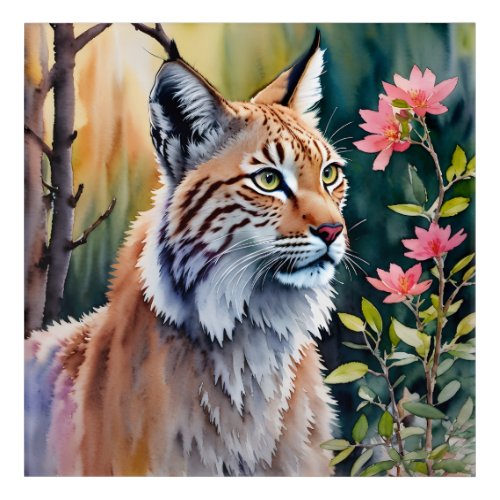 Lynx Floral Forest Watercolor Art