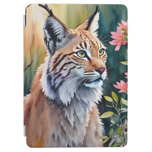 Lynx Floral Forest Watercolor Art iPad Air Cover