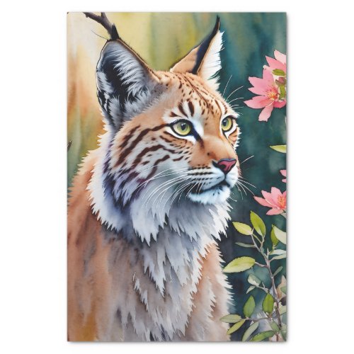 Lynx Floral Watercolor Art Tissue Paper