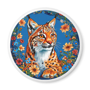 🧲 Lynx Magnet Vibrant Orange Wild Cat Gift ✨