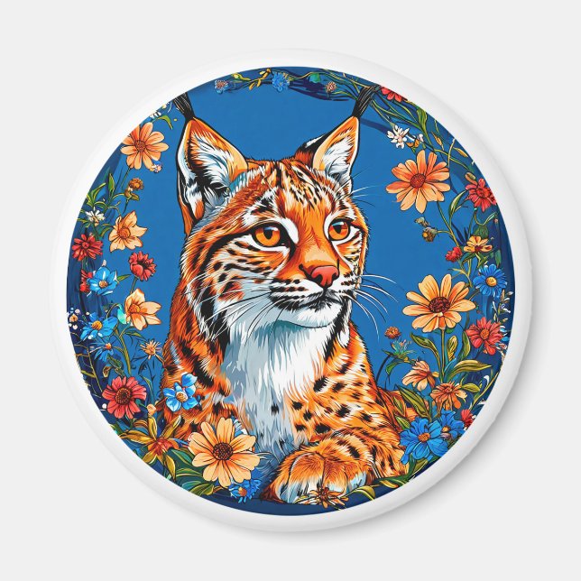 🧲 Lynx Magnet Vibrant Orange Wild Cat Gift ✨ (Front)