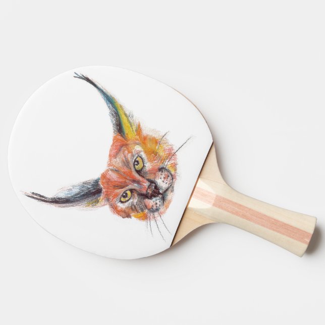 Lynx Ping Pong Paddle, Red Rubber Back Paddle (Side)