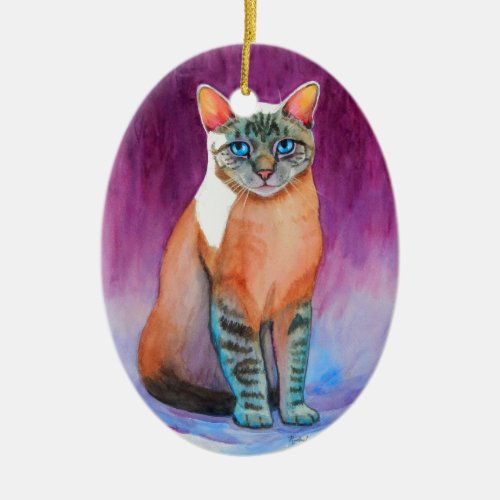 Lynx Point Siamese Cat at Kitty Angels Ceramic Ornament