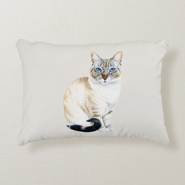 Lynx Point Siamese Cat Customizable Accent Pillow (Front)