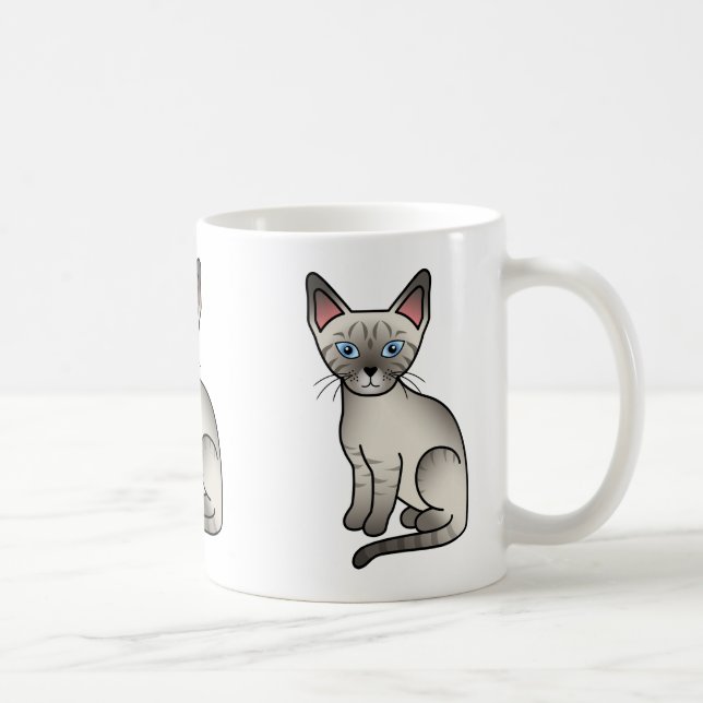 Lynx Point Siamese Cat Cute Cartoon Illustration Coffee Mug (Right)
