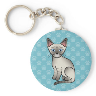 Lynx Point Siamese Cat Cute Cartoon Illustration Keychain