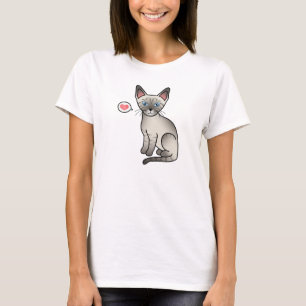 Lynx Point Siamese Cat Cute Cartoon Illustration T-Shirt