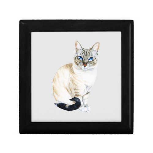 Lynx Point Siamese Cat Hand_Painted Watercolor  Gift Box