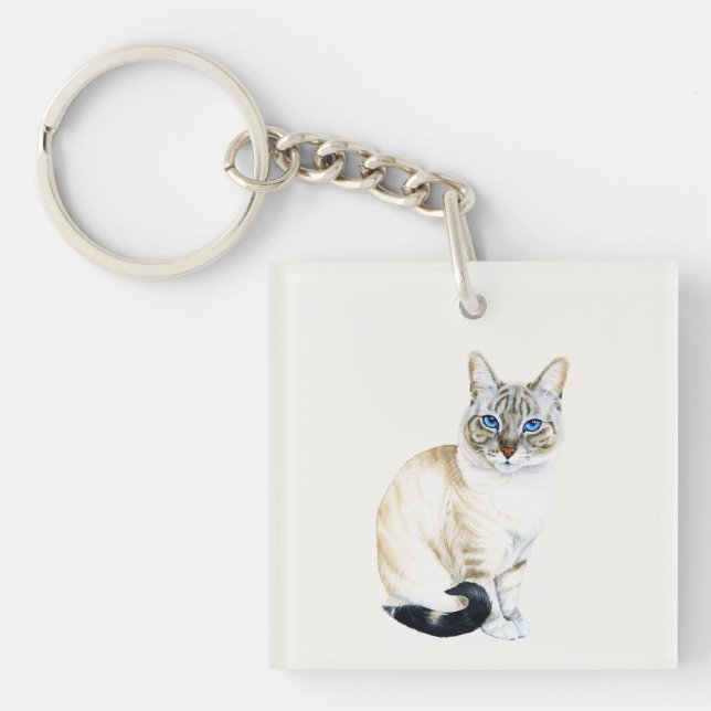 Lynx Point Siamese Cat Keychain (Front)