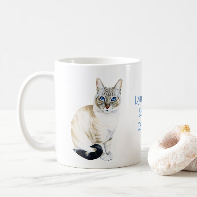 Lynx Point Siamese Cat Parent Customizable Coffee Mug (With Donut)