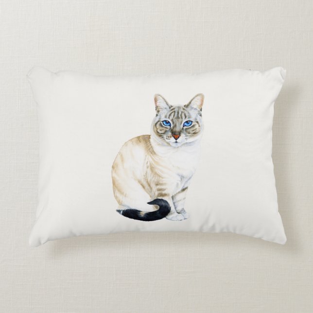 Lynx Point Siamese Cat Personalized Accent Pillow (Front)