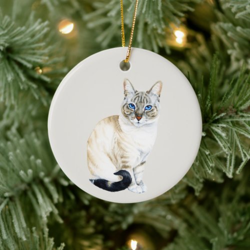 Lynx Point Siamese Cat Personalized Christmas Ceramic Ornament