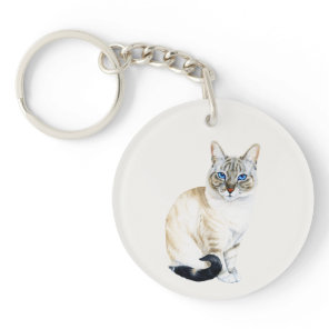 Lynx Point Siamese Cat Personalized Keychain