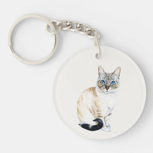Lynx Point Siamese Cat Personalized Keychain