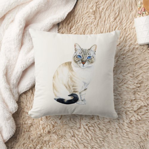 Lynx Point Siamese Cat Personalized Throw Pillow