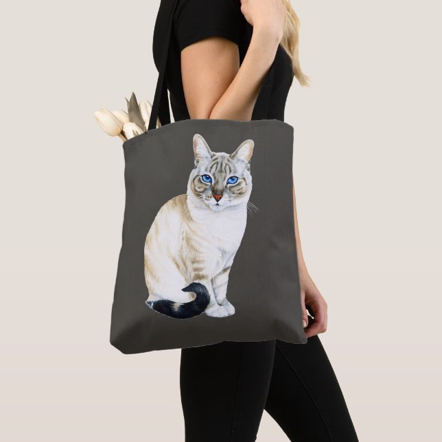 Lynx Point Siamese Cat Personalized Tote Bag (Close Up)