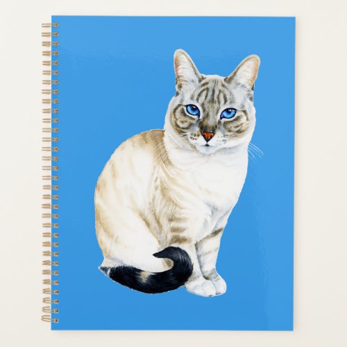Lynx Point Siamese Cat Watercolor Personalized Planner