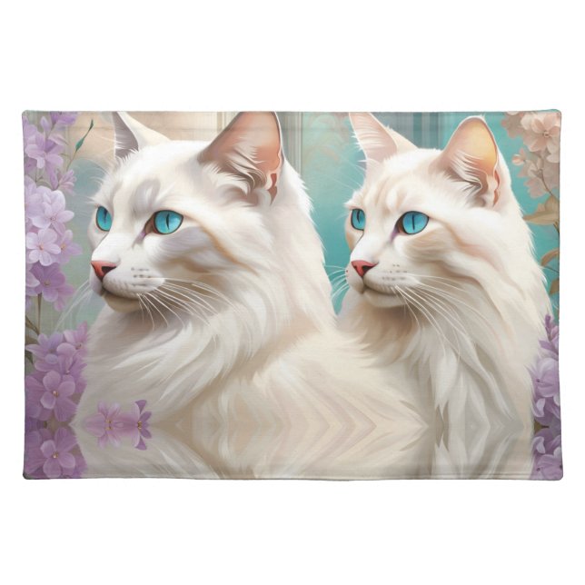Lynx Point Siamese Portrait Art Cloth Placemat (Front)