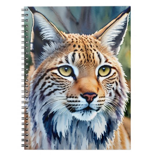 Lynx Portrait Watercolor Feline Art Notebook