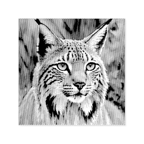Lynx Portrait Watercolor Feline Art Self_inking Stamp