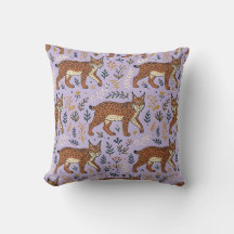 Lynx Print Folk Art Pillow Cover