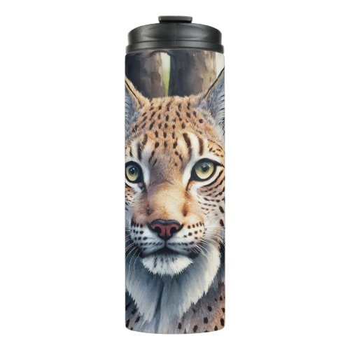 Lynx Watercolor Feline Art Thermal Tumbler