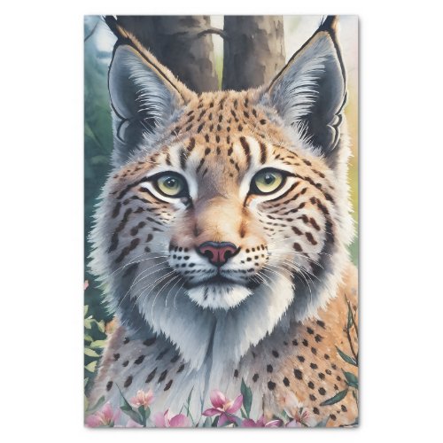 Lynx Watercolor Forest Art Tissue Paper